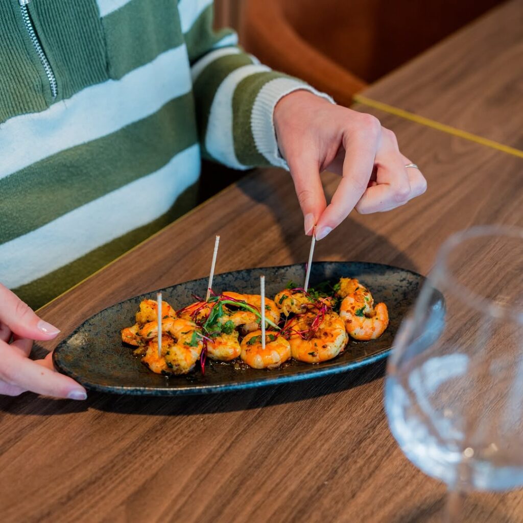 Crevettes au restaurant le B à La Baule