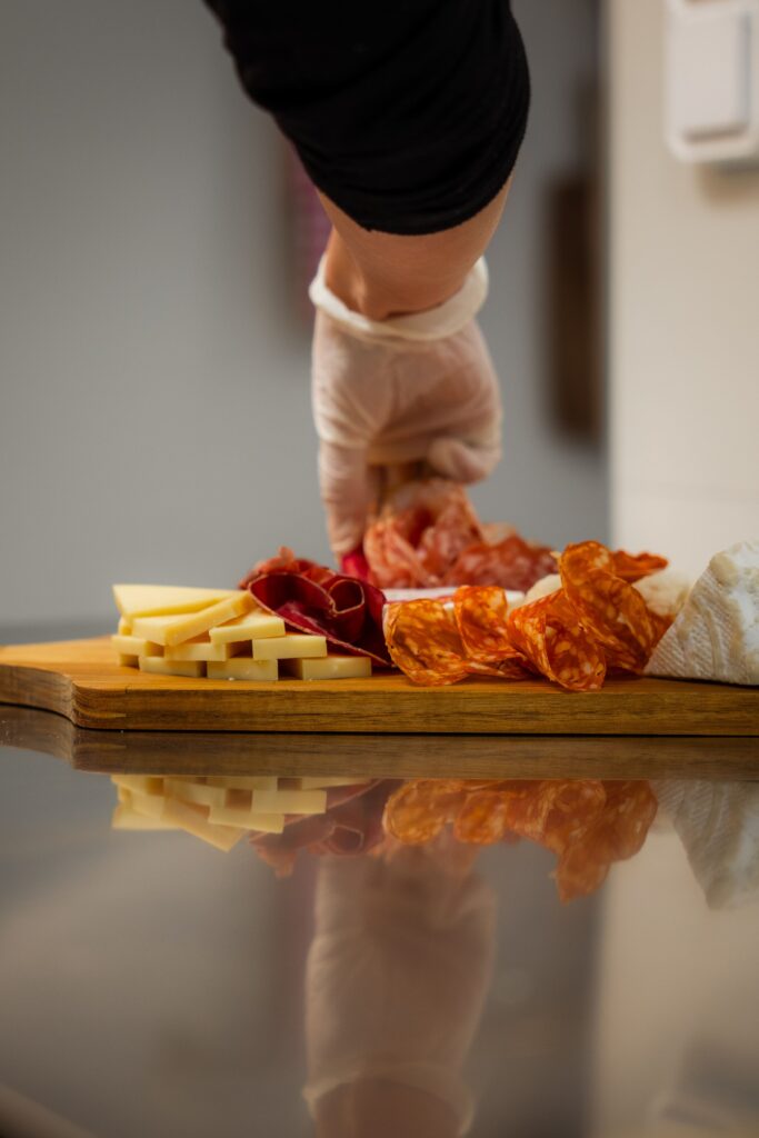 Planche en cours de composition chez Papilles à Rennes.