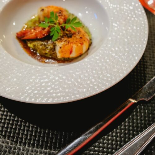 Entrée gambas flambées chez Au Ptit Coin à Besançon