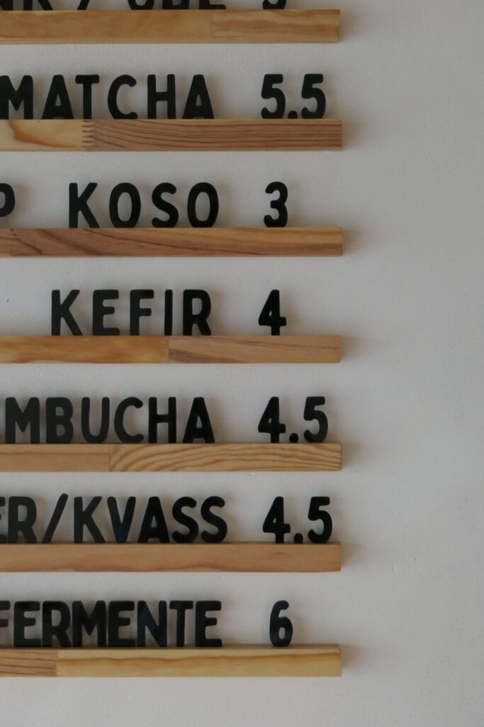 carte des boissons au restaurant et café Fermento à Arcachon.