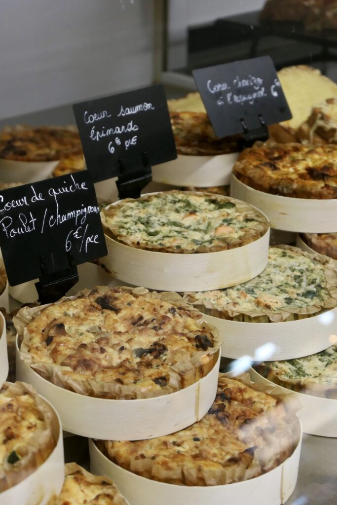 Coeur de quiches du stand traiteur Les Papoteuses, au marché de La Teste-de-Buch.