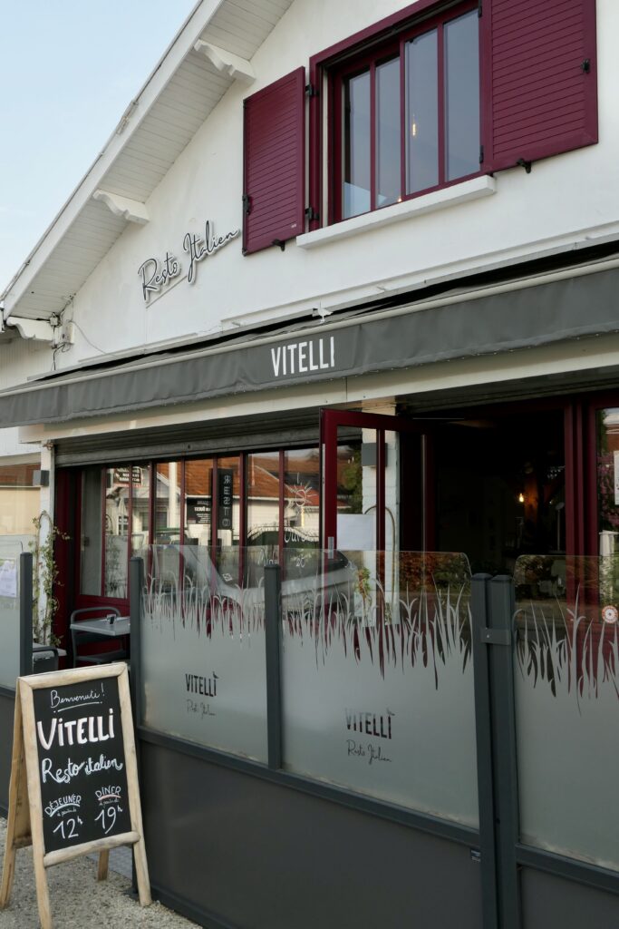 Facade du restaurant italien Vitelli à Gujan-Mestras.