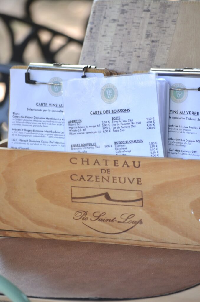 La carte des vins et menus du restaurant Flaveurs à Avignon