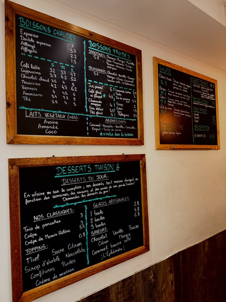 Ardoise menu de Sweet Panda