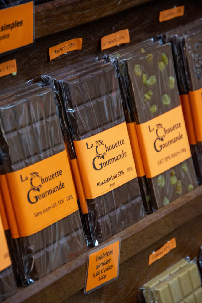 Les tablettes de chocolats artisanales de La chocolaterie La Chouette Gourmande à Saint-Yrieix La Perche