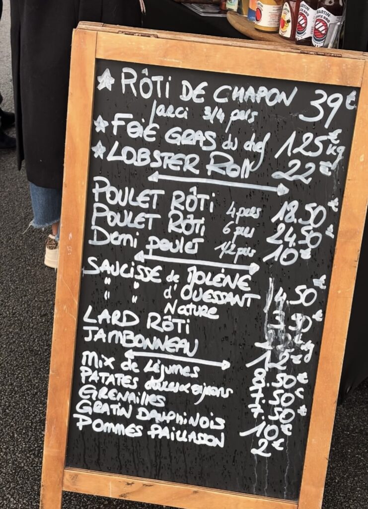 carte du food truck west à bénodet