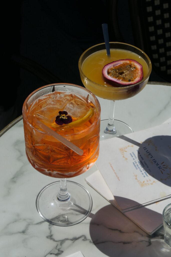 Cocktails à la carte du restaurant méditerranéen Tamaris à Arcachon.