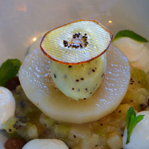 Un dessert au kiwi du restaurant Inèle à Saint Avertin