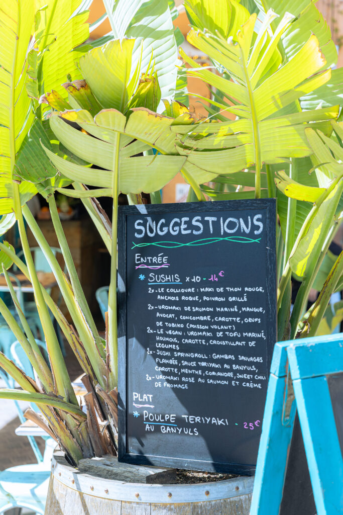 La carte de suggestions de l'Arbre du Voyageur à Collioure