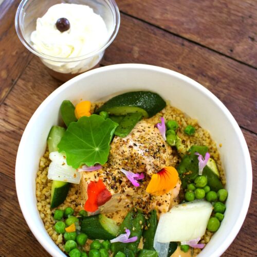 Box plat préparé à emporter à vendre chez hedona artisans culinaires, une epicerie fine qui vend de l'artisanal