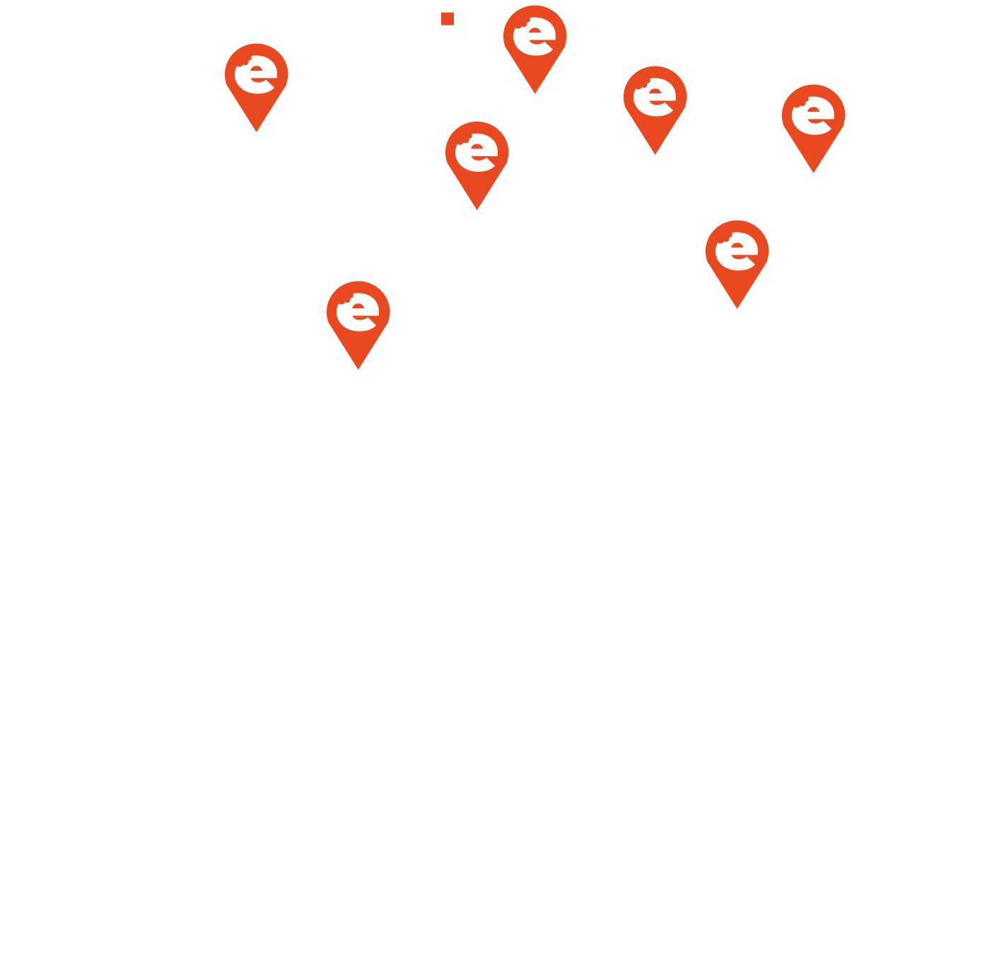 Globe stylisé marqué des villes où EPICU est implanté